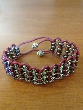 Adjustable Burgundy Chain-Link Bracelet